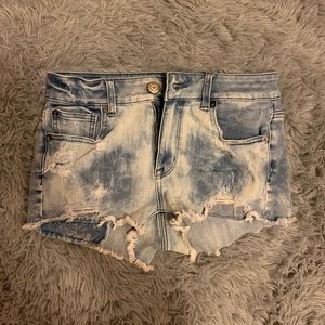 American Eagle High Rise Shortie RippedJean Shorts